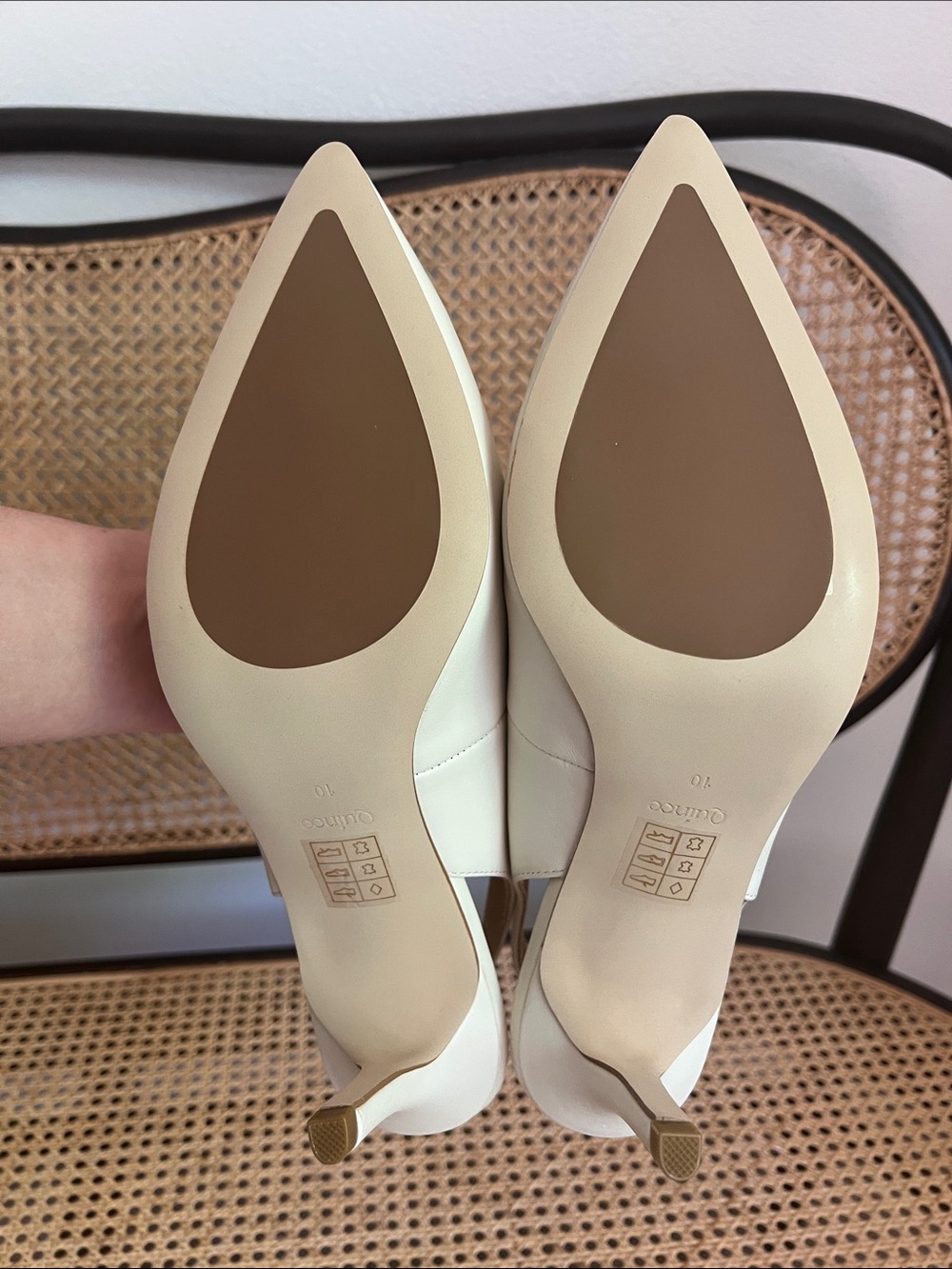 Quince Cream Pointed Toe Slingback Heels - Picture 8 of 8